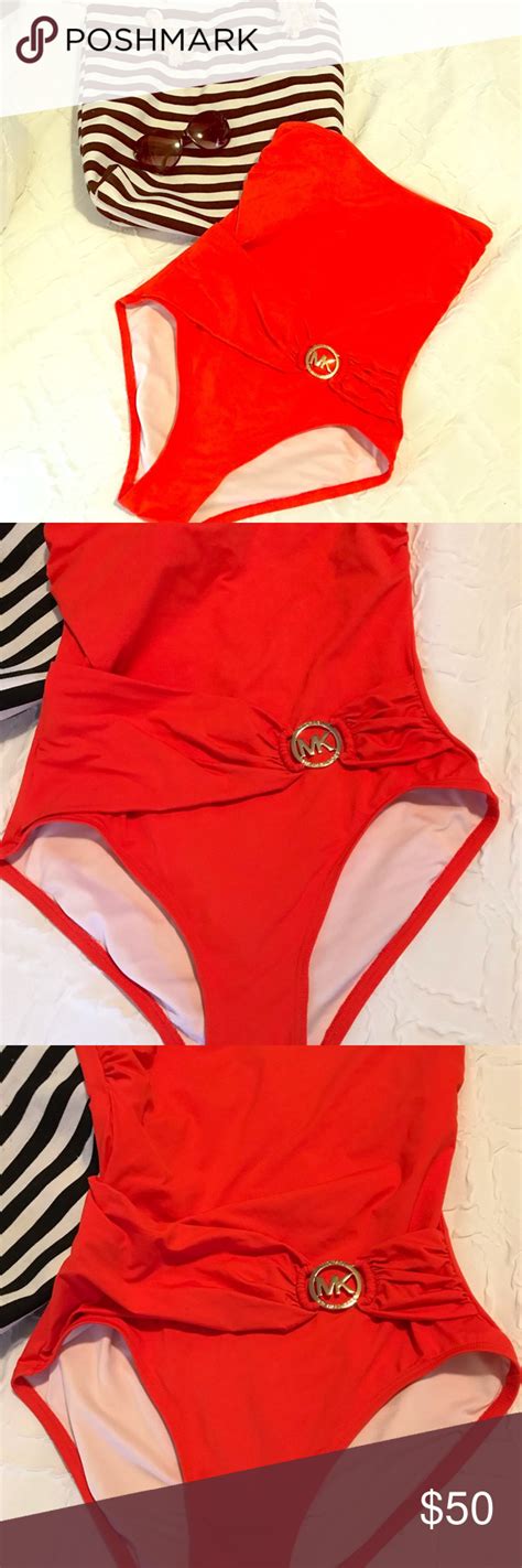 michael kors orange one piece bathing suit|michael kors tankini swimsuit.